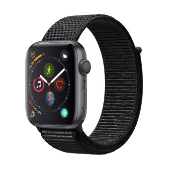 Apple Watch Series 4 44mm Kast van Space Grey Aluminium + Zwart Geweven Sportbandje
