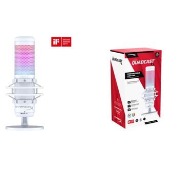 HyperX QuadCast S - Microphone - USB, prise jack de 3,5 mm - blanc