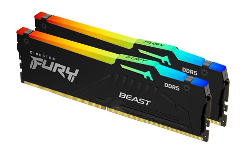 Barrette mémoire RAM Kingston FURY Beast RGB 32 Go (Kit de 2 x 16 Go) DDR5 6000 MHz CL30