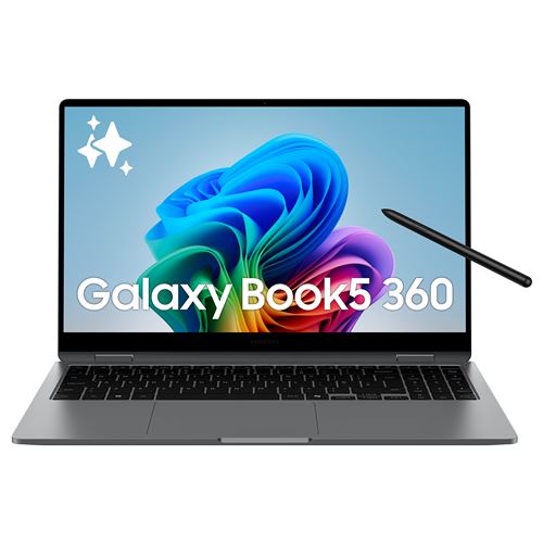 PC Portable Samsung Galaxy Book5 360 écran tactile 15,6'' FHD Copilot+ Intel® Core™ Ultra 5 16 Go RAM 512 Go SSD Anthracite