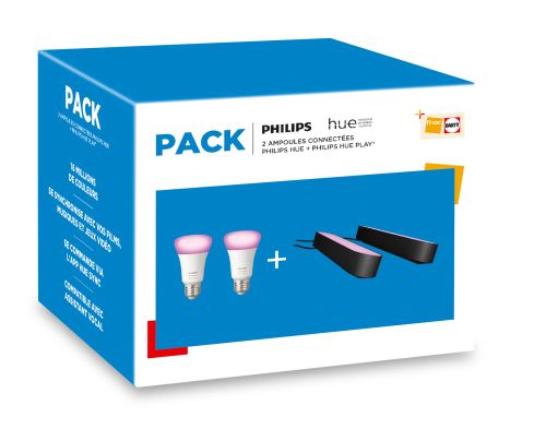 Pack de 2 Ampoules et 2 Lampes connectées Philips Hue Play Noir