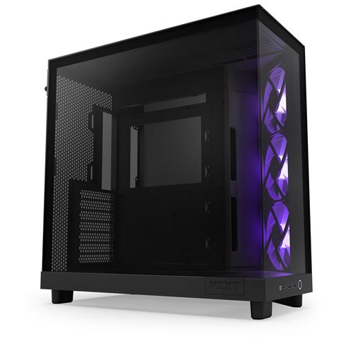Boîtier PC NZXT H6 FLOW moyen tour noir RGB avec panneau latéral verre trempé