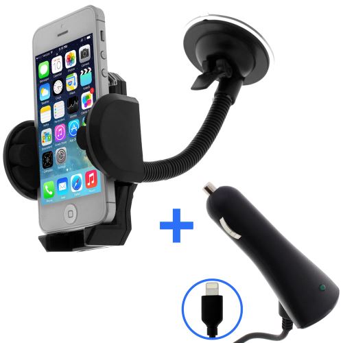 Avizar Pack 2-en-1 Support Voiture + Chargeur Allume Cigare Lighting Made For iPhone