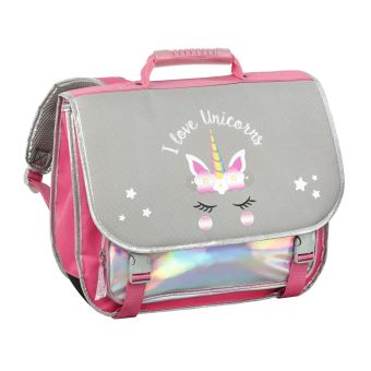 Cartable scolaire Viquel Licorne 38 cm Gris et Rose