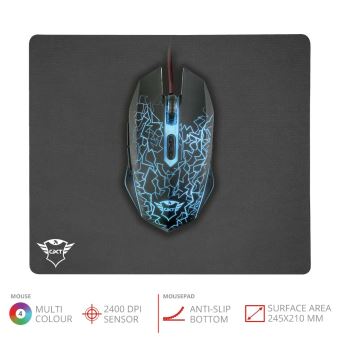 Trust GXT 783 Gaming Mouse & Mouse Pad - Souris - optique - 6 boutons - filaire - USB