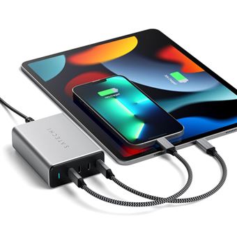 Chargeur Satechi ST-UC165GM-EU avec 4 ports USB-C 165 W Gris sidéral