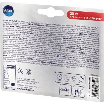 Wpro Ampoule pour four LFO136