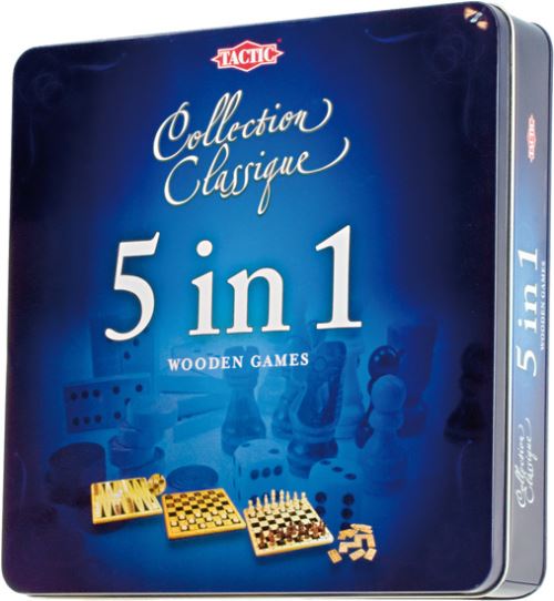 Jeux en bois 5 en 1 Tactic Boîte métal