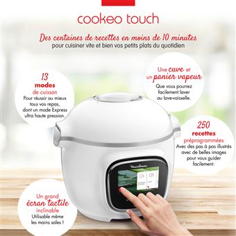 Mijoteur Moulinex Cookeo Touch WiFi Mini, Multicuiseur intelligent, 3 L, 13  modes de cuisson CE922110 - DARTY