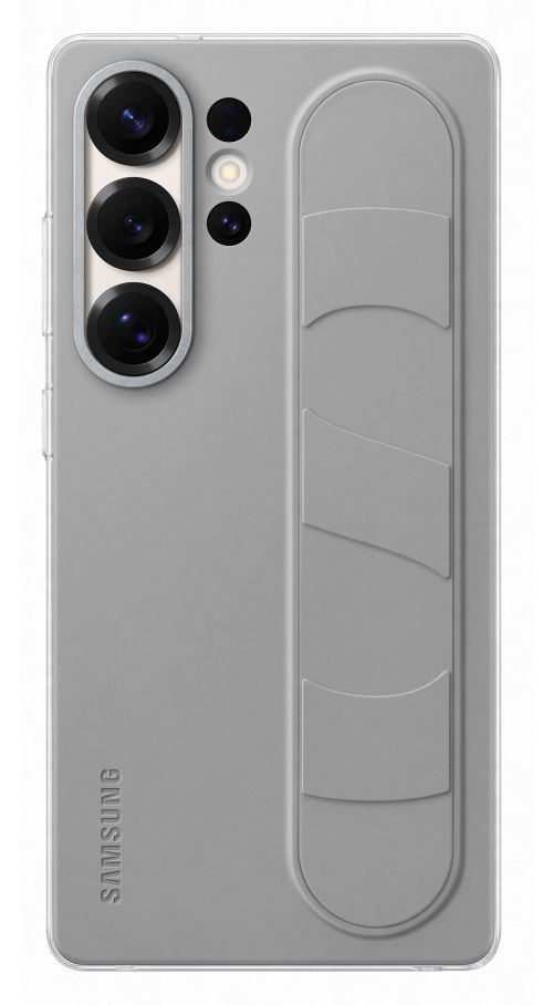 Coque en silicone avec lanière et support gris pour Samsung Galaxy S25 Ultra