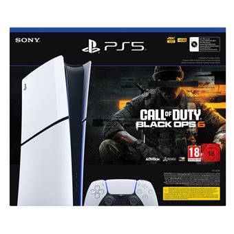 Pack Console Sony PS5 Edition numérique Modèle Slim Noir et Blanc + Call of Duty® Black Ops 6