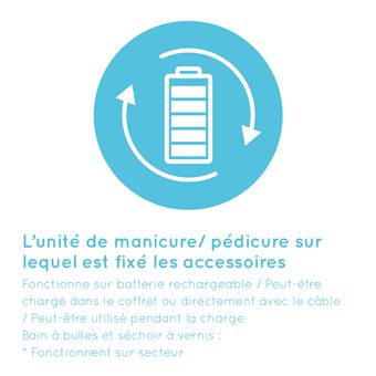 MAN-3023 Manucure & Pedicure Luxe - Set 3 en 1 : massage relaxant dans l''eau, set manicure, seche ongles