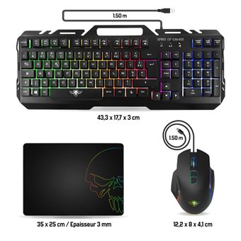 Pack Gaming Clavier + Souris + Tapis de souris Spirit Of Gamer PRO-MK5