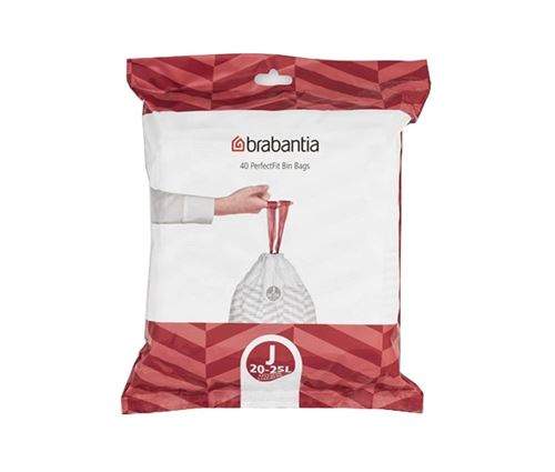 Sac poubelle PerfectFit, Distributeur, code J, 23 litres, 40 sacs - White