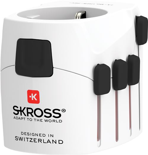 Adpatateur Secteur Monde Skross Pro 3 Pôles Blanc