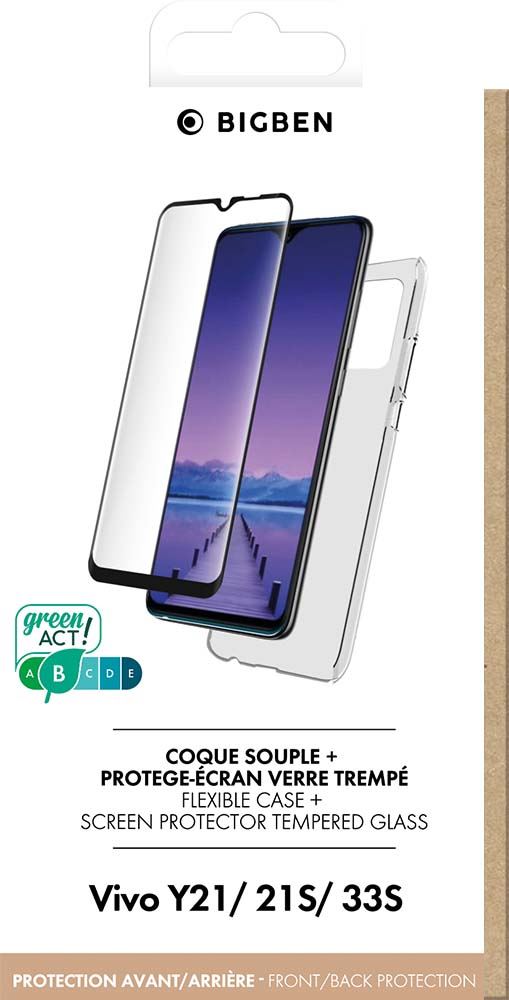 Coque Arrière Semi-rigide Et Protège-écran En Verre Trempé Casr Noir Et Transparent Pour Motorola Moto E15 Et G05