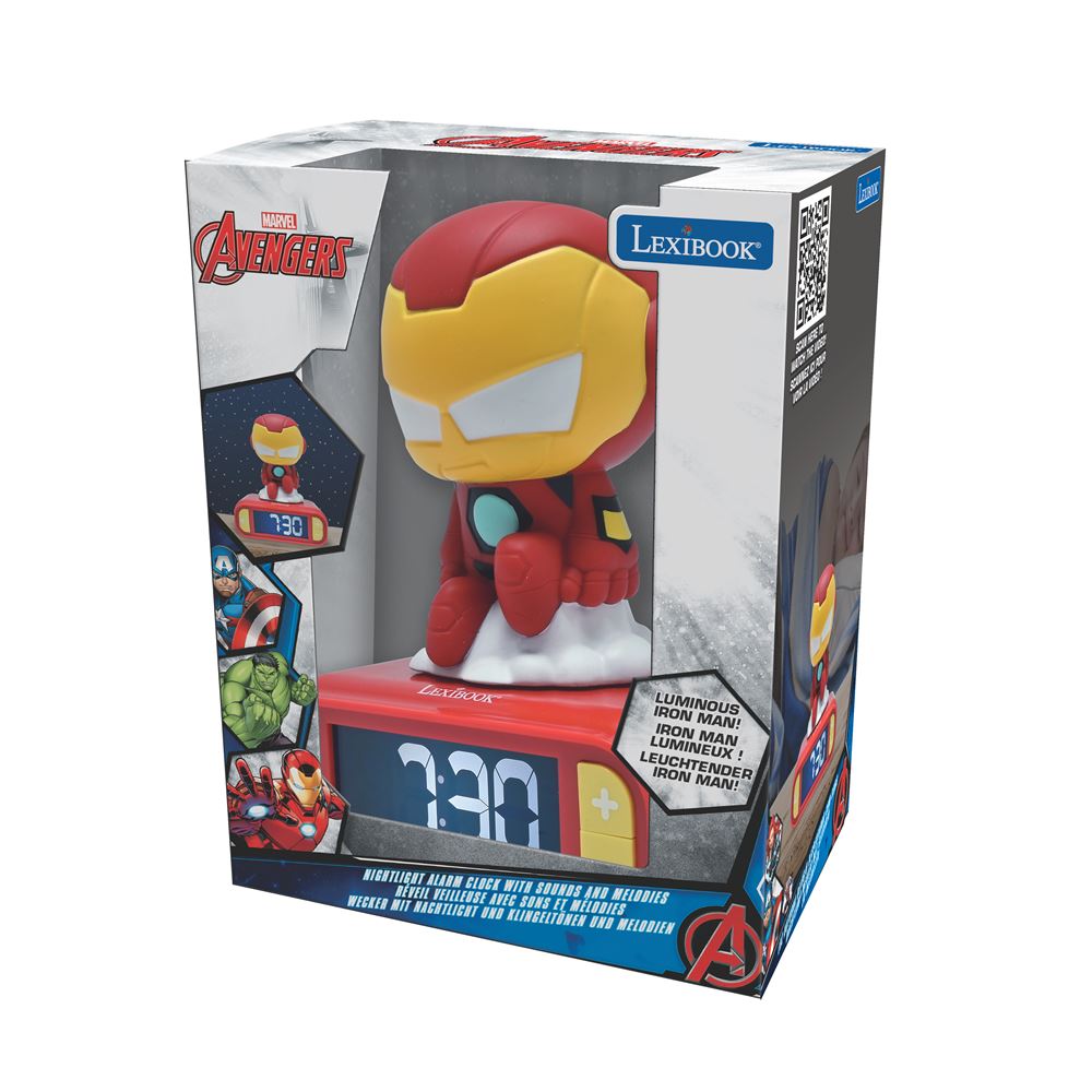 Réveil Veilleuse Iron-Man Lexibook - Écran LCD, Sons, Snooze, RL800AV2