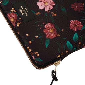 Housse Wouf Noir Fleurs pour portable 13"
