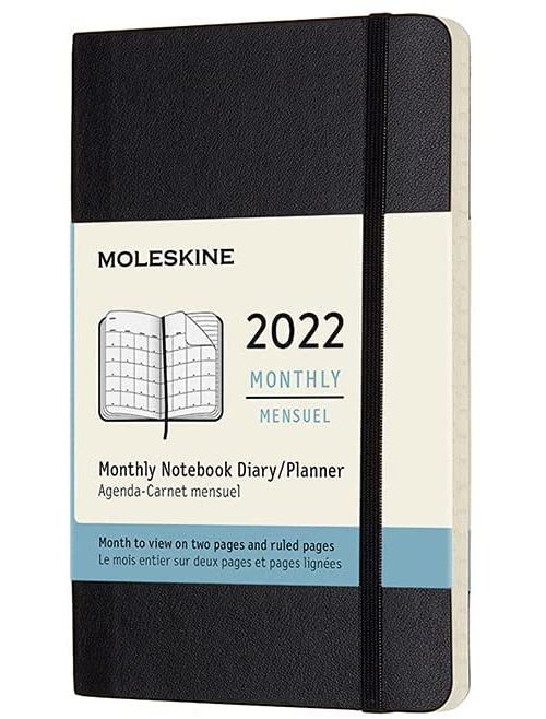 Agenda mensuel Moleskine Très grand format Couverture souple 2022 Noir