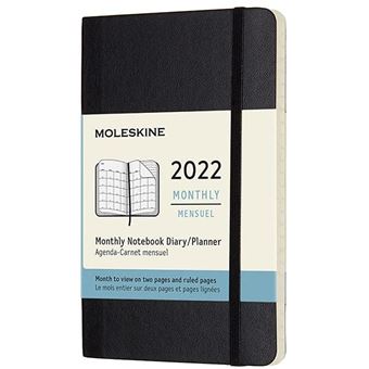 Agenda mensuel Moleskine Très grand format Couverture souple 2022 Noir