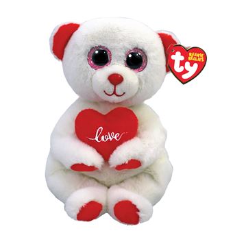 Peluche TY Beanie Bellies Small Desi L'ours Blanc et Rouge