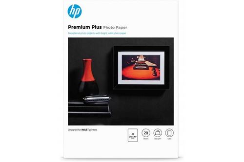 HP Premium Plus Photo Paper - Semi-Brillant - A4 (210 X 297 Mm) - 300 G/M² - 20 Feuille(S) Papier Photo - pour Officejet 20X, 52Xx, 6000, 6000 E609, 68Xx, 80Xx; Photosmart B110, Wireless B110
