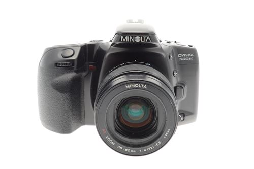 Appareil photo reflex argentique Minolta Dynax 500si + AF Zoom 35-80mm f/4-5.6 noir - Reconditionné
