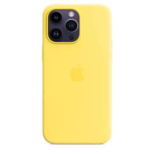 Coque en silicone avec MagSafe pour Apple iPhone 14 Pro Max Jaune