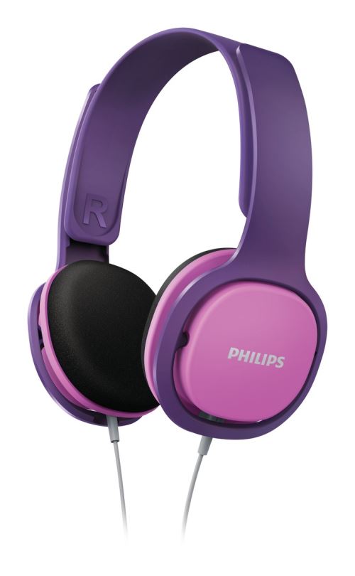 Philips Kids SHK2000PK - Koptelefoon - op oor - met bekabeling - 3,5 mm-stekker - ruisisolatie - paars, roze
