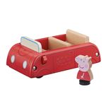 Figurine Peppa Pig avec voiture rouge en bois