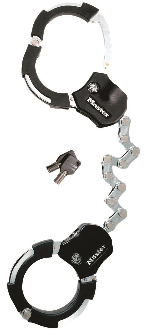 Master Lock Street Cuff Hand Lock FA003550290 in gehard staal Zwart