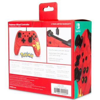 Manette Nintendo Switch filaire PowerA Pikachu Rouge