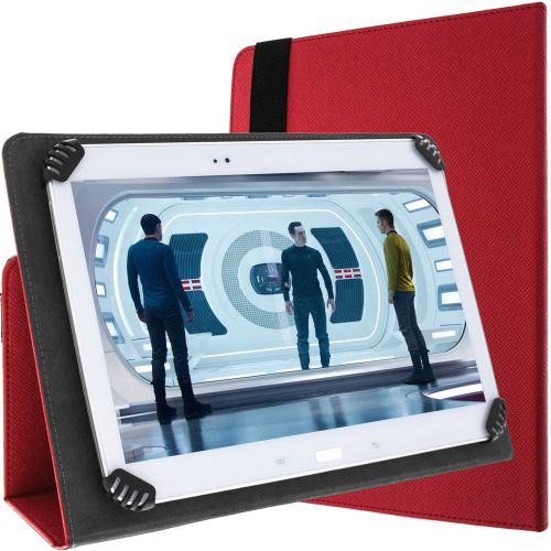 GreenGo - Housse Rouge pour Tablettes 10 pouces effet texturé + fonction vidéo