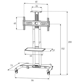 Meuble TV visio-conférence Meliconi PR 2000N pour écran TV de 32'' à 65'' Gris