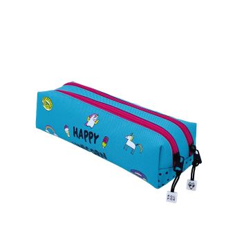 Trousse double compartiment Pol Fox Factory Happy Unicorn Bleu