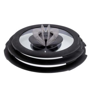 3 Couvercles Hermétiques Noirs - 16, 18 Et 20 Cm - Compatibles Avec Casseroles