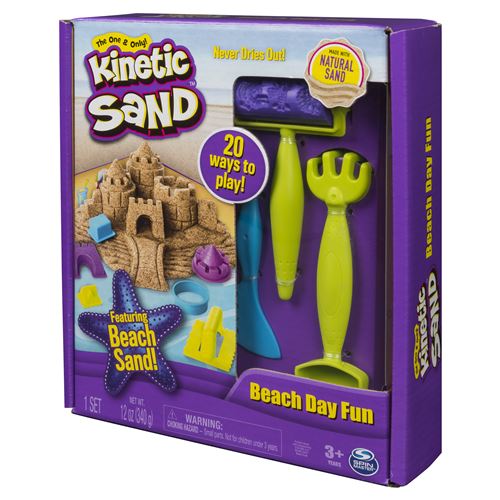 Pâte à modeler pour enfant Kinetic Sand Coffret plage 340 g et 9 accessoires