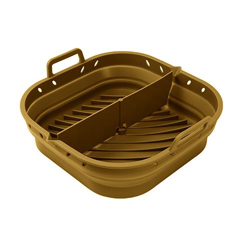 Point Virgule Marron Moule Airfryer Pliable En Silicone 20X20x9cm - Image 2