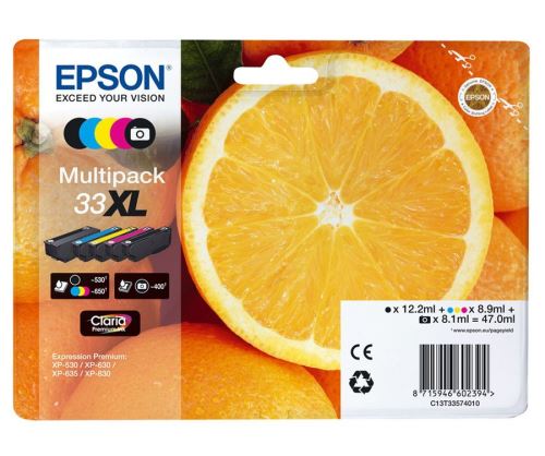 Multipack de 5 cartouches d'encre Epson 33 XL Oranges Clara Premium