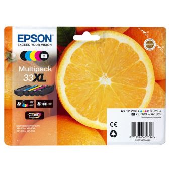 Multipack de 5 cartouches d'encre Epson 33 XL Oranges Clara Premium