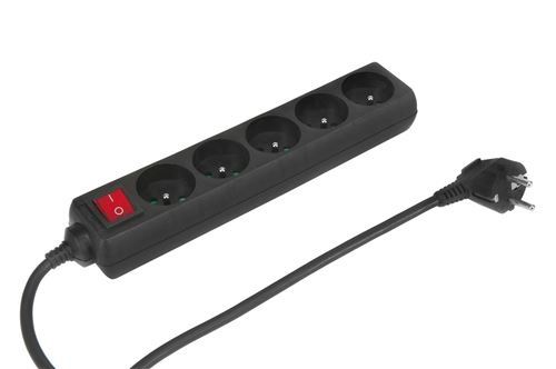 Multiprise Temium 5 Prises + Interrupteur 1.5 M Noir
