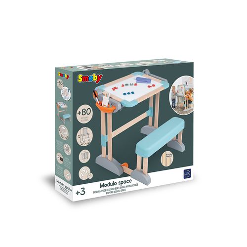 Smoby Bureau Modulo Space Transformable en Tableau Double Face 80 Accessoires Inclus Dès 420304 - vue 8