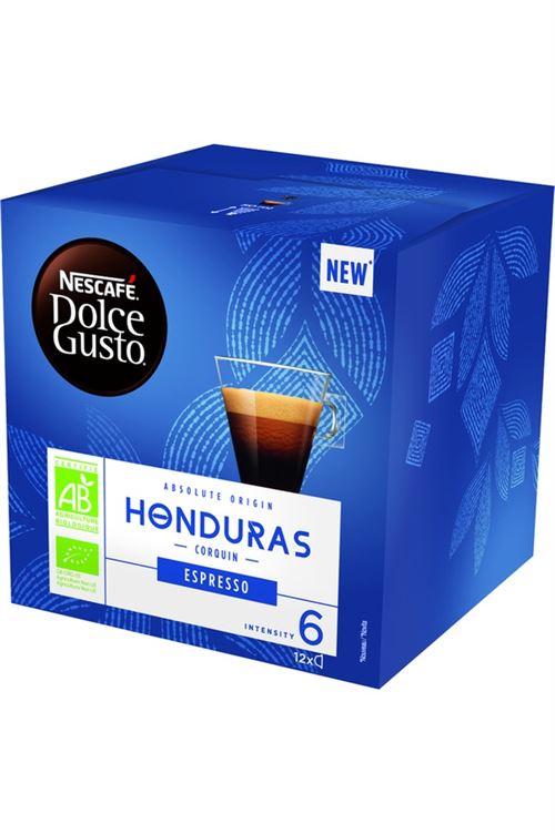 Boîte de 12 capsules café Dolce Gusto Nescafé Espresso Absolute Honduras BIO