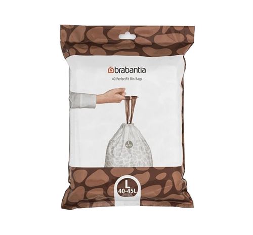 Sac poubelle PerfectFit, code L, 45 litres, 40 sacs par rouleau - White