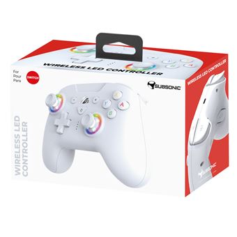 Manette sans fil Subsonic Led Controller Bluetooth pour Nintendo Switch Blanc