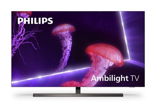 TV OLED Philips 65Oled887 164 Cm Ambilight 4K UHD Android TV Métal Chrome Foncé