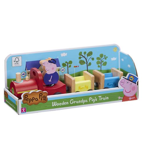 Figurine Peppa Pig Train de Papy Pig en bois avec 1 personnage