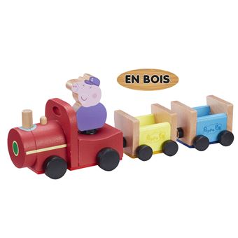 Figurine Peppa Pig Train de Papy Pig en bois avec 1 personnage