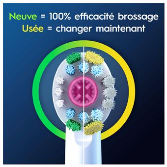 Pack de 3 brossettes pour brosse à dents Oral-B Pro 3D Blanc