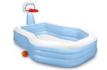 Piscine gonflable Intex octogonale avec panier de basket Bleu et Blanc